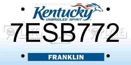 7ESB772 Kentucky License Plate