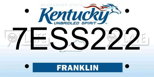 7ESS222 Kentucky License Plate