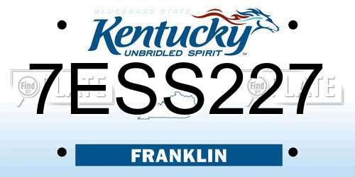 7ESS227 Kentucky License Plate