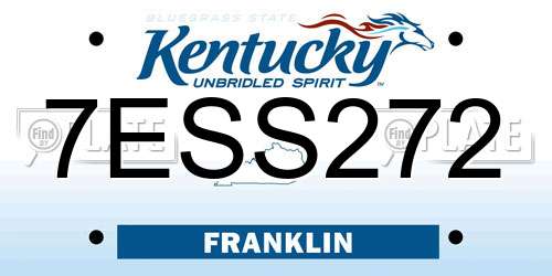 7ESS272 Kentucky License Plate