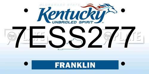 7ESS277 Kentucky License Plate