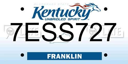7ESS727 Kentucky License Plate