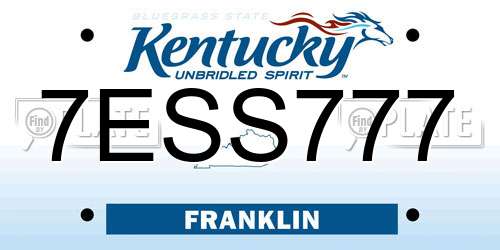 7ESS777 Kentucky License Plate