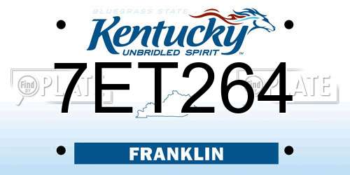 7ET264 Kentucky License Plate