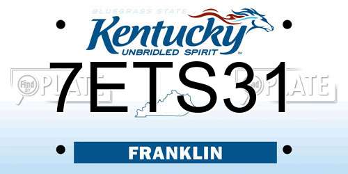 7ETS31 Kentucky License Plate