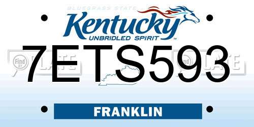 7ETS593 Kentucky License Plate
