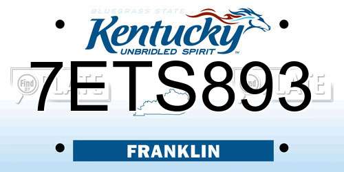 7ETS893 Kentucky License Plate