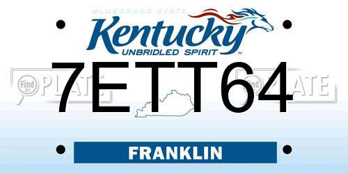7ETT64 Kentucky License Plate