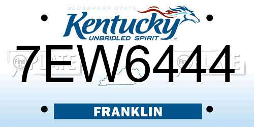 7EW6444 Kentucky License Plate