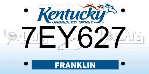 7EY627 Kentucky License Plate