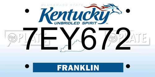 7EY672 Kentucky License Plate