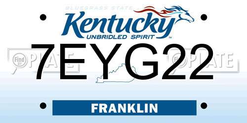 7EYG22 Kentucky License Plate
