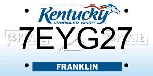 7EYG27 Kentucky License Plate