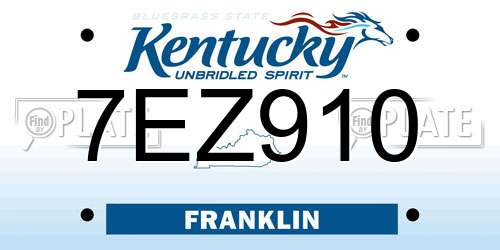 7EZ910 Kentucky License Plate