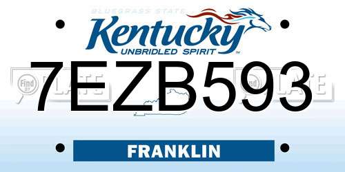 7EZB593 Kentucky License Plate