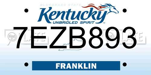 7EZB893 Kentucky License Plate