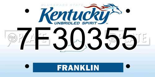 7F30355 Kentucky License Plate