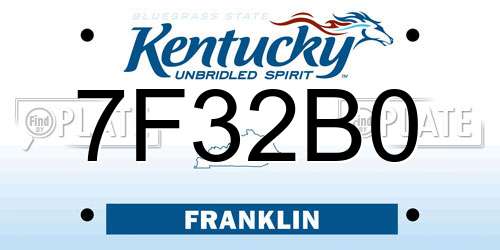7F32B0 Kentucky License Plate