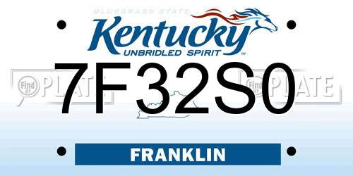 7F32S0 Kentucky License Plate