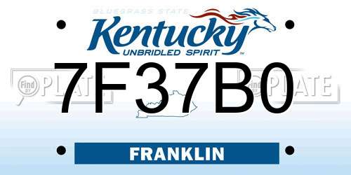 7F37B0 Kentucky License Plate