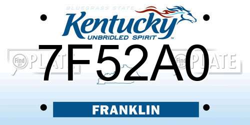 7F52A0 Kentucky License Plate