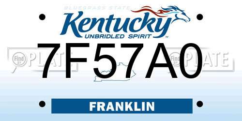 7F57A0 Kentucky License Plate