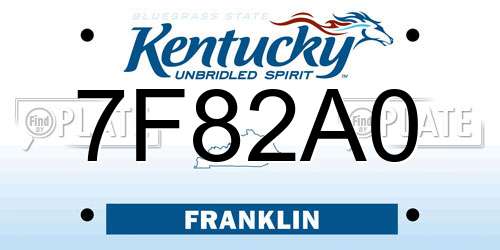 7F82A0 Kentucky License Plate