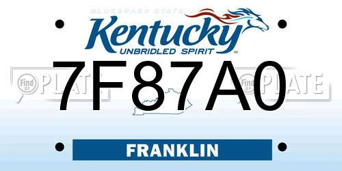 7F87A0 Kentucky License Plate