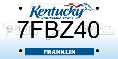 7FBZ40 Kentucky License Plate