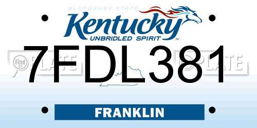 7FDL381 Kentucky License Plate