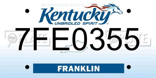 7FE0355 Kentucky License Plate