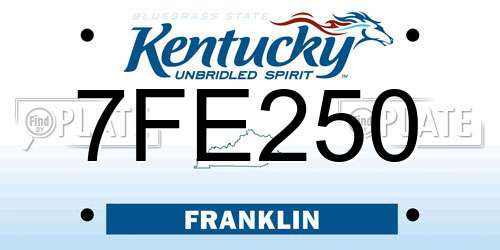 7FE250 Kentucky License Plate