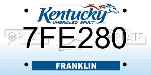 7FE280 Kentucky License Plate