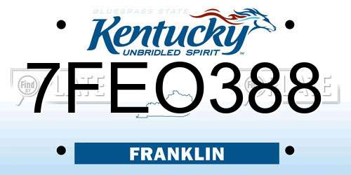 7FEO388 Kentucky License Plate