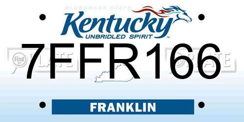 7FFR166 Kentucky License Plate