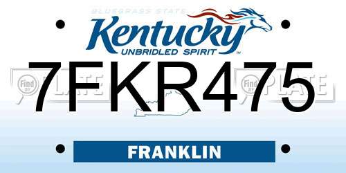 7FKR475 Kentucky License Plate