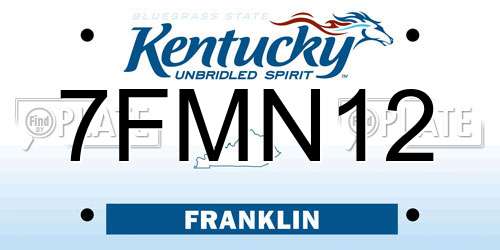 7FMN12 Kentucky License Plate