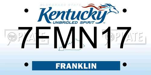 7FMN17 Kentucky License Plate