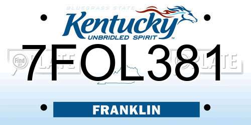 7FOL381 Kentucky License Plate