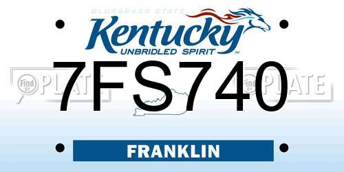 7FS740 Kentucky License Plate