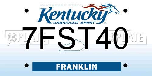 7FST40 Kentucky License Plate