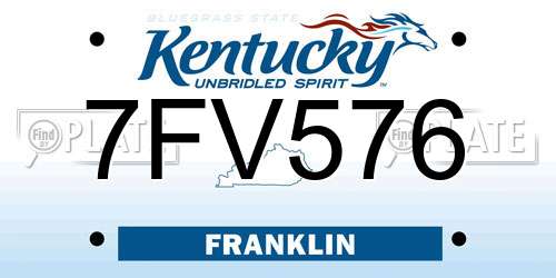 7FV576 Kentucky License Plate