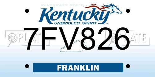 7FV826 Kentucky License Plate
