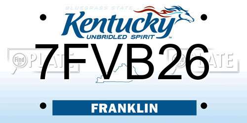 7FVB26 Kentucky License Plate