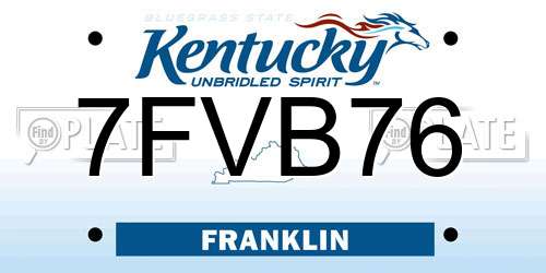 7FVB76 Kentucky License Plate