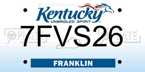 7FVS26 Kentucky License Plate