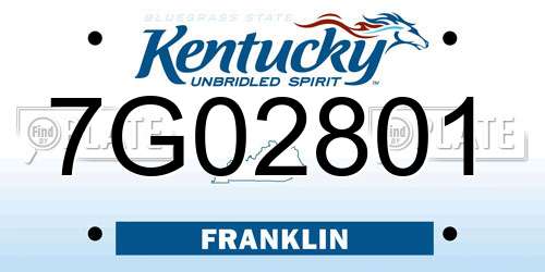 7G02801 Kentucky License Plate