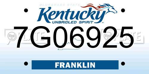 7G06925 Kentucky License Plate