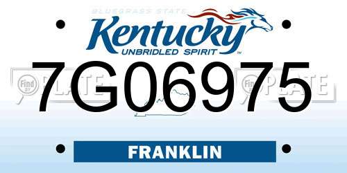 7G06975 Kentucky License Plate