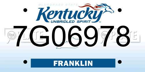 7G06978 Kentucky License Plate